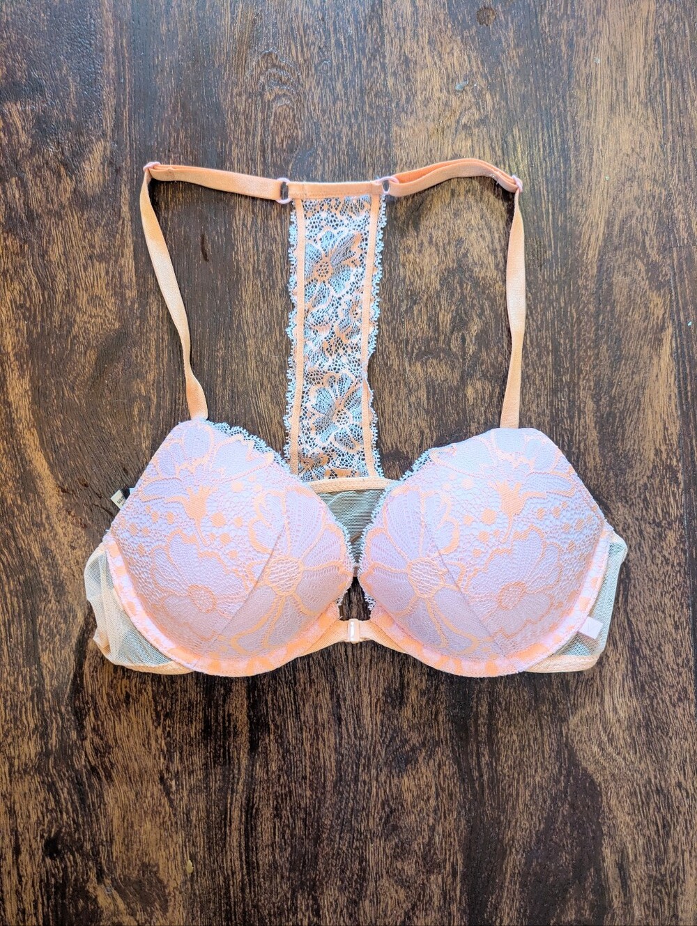 Victoria's Secret Coral Lace T Back Pushup Bra